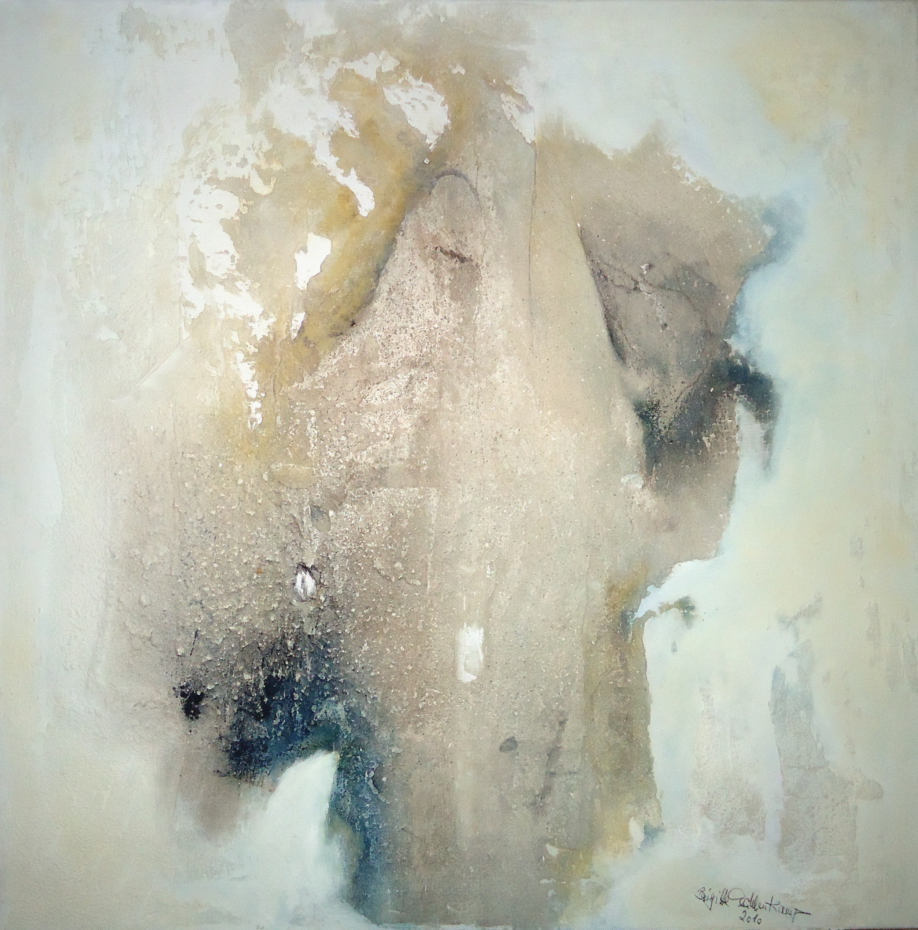 Werknr. 113_o.T._Gipshaftputz, Marmormehl, Kasein, Pigmente auf Leinwand_90x90cm_2010